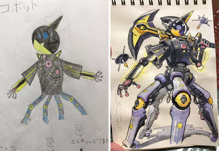 Illustrator Turns His Sons’ Doodles Into Amazing Anime Characters