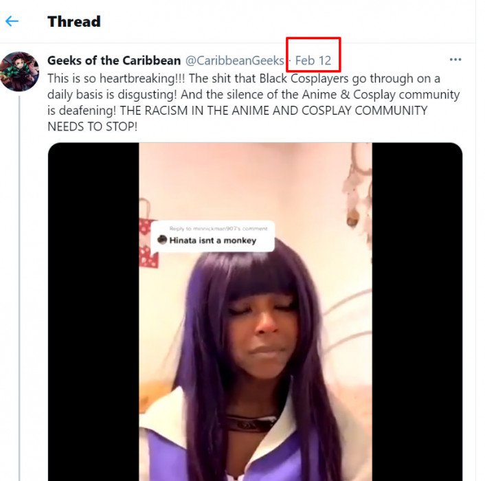 black anime cosplayer tiktok tweet